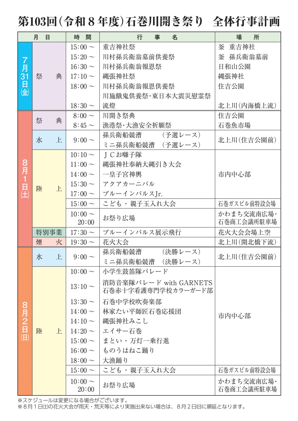 石巻川開き祭り2026 公式パンフレット 4ページ目